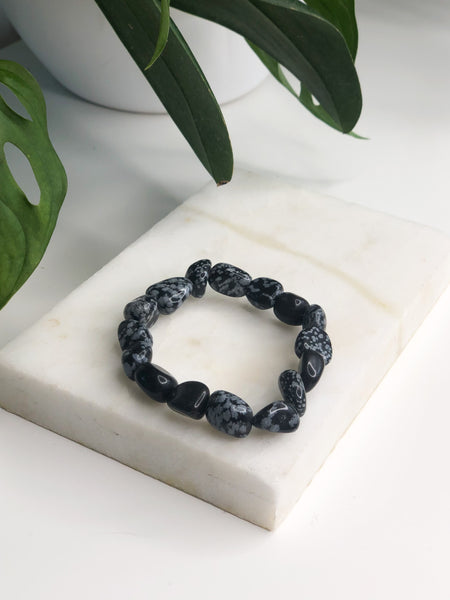  Snowflake Obsidian Labradorite Bracelet, Dragonfly Symbolism,  New Beginnings Personal Transformation : Handmade Products