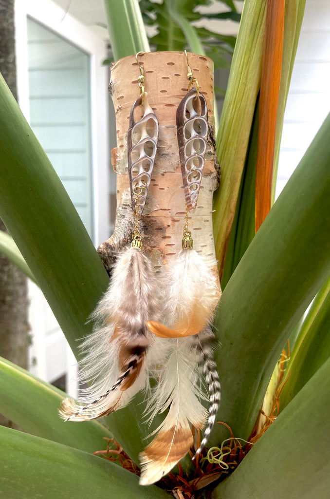 Shell & Feather Earrings with Coastal Elegance