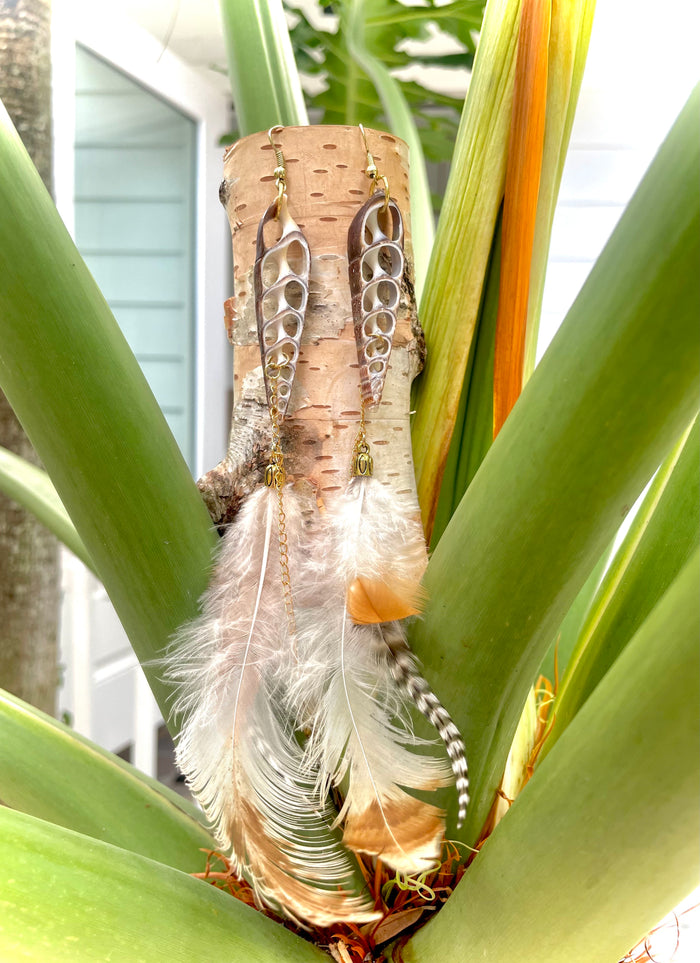 Shell & Feather Earrings with Coastal Elegance