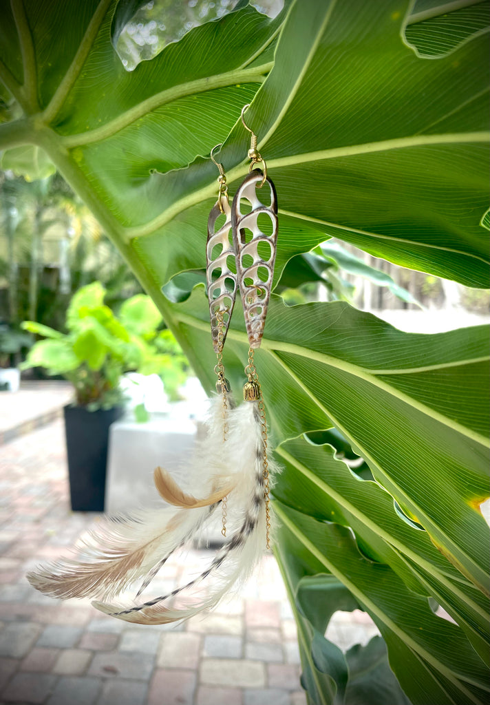 Shell & Feather Earrings with Coastal Elegance