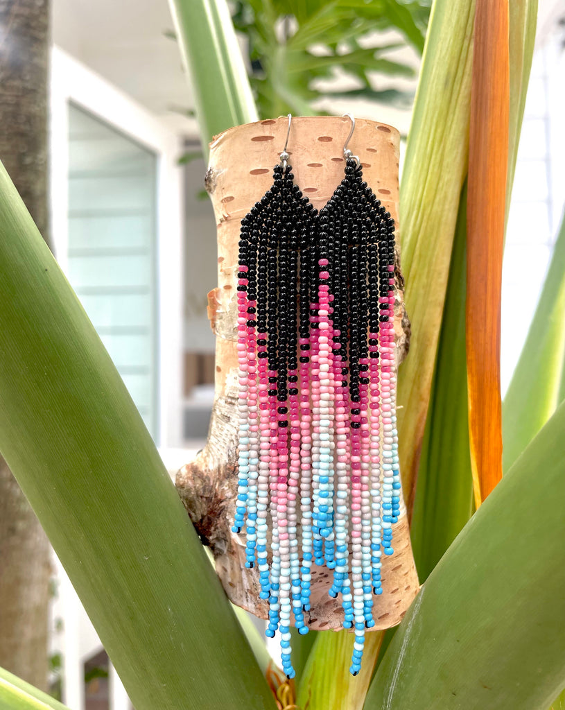 Gradient Beaded Dangle Earrings